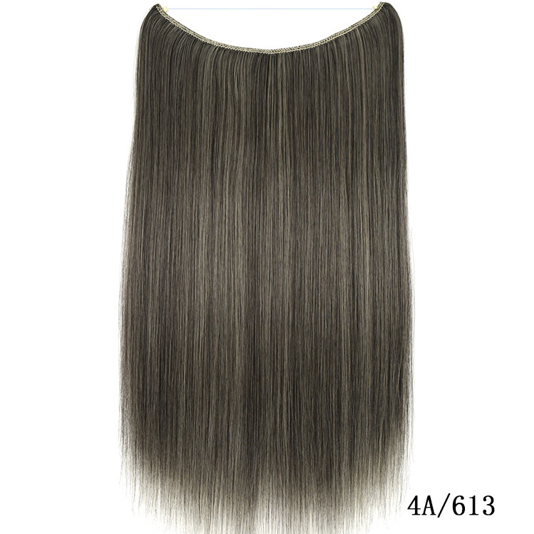 55cm 80g Straight Flip in Synthetic Hair Extensions Secret Fish Line Synthetic Hairpieces Halo Hair Extensions