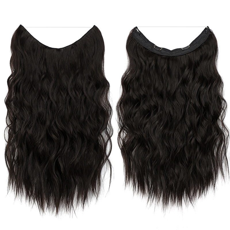 55cm 130g Wave Flip in Synthetic  Hair Extensions one piece with Clips Secret Fish Line Synthetic Hairpieces Hair Extensions