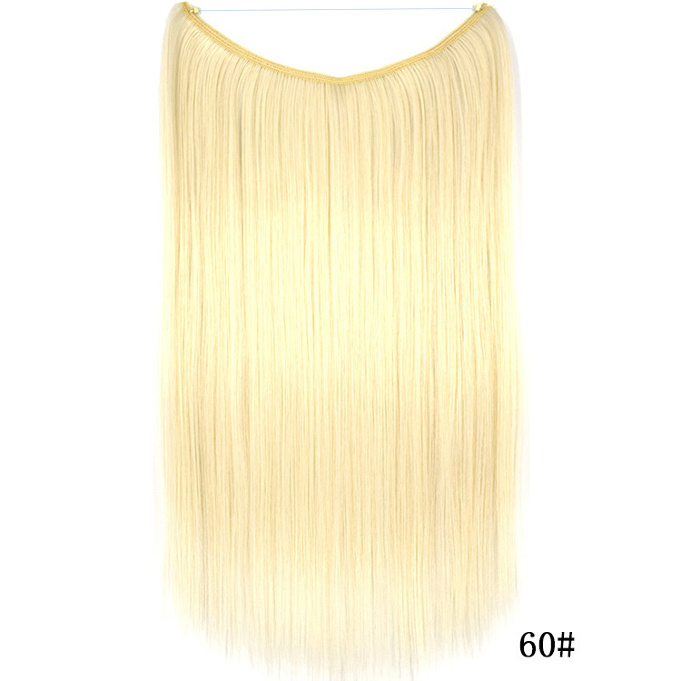 55cm 80g Straight Flip in Synthetic Hair Extensions Secret Fish Line Synthetic Hairpieces Halo Hair Extensions