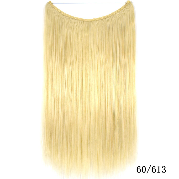 55cm 80g Straight Flip in Synthetic Hair Extensions Secret Fish Line Synthetic Hairpieces Halo Hair Extensions