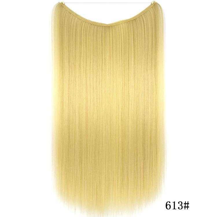 55cm 80g Straight Flip in Synthetic Hair Extensions Secret Fish Line Synthetic Hairpieces Halo Hair Extensions