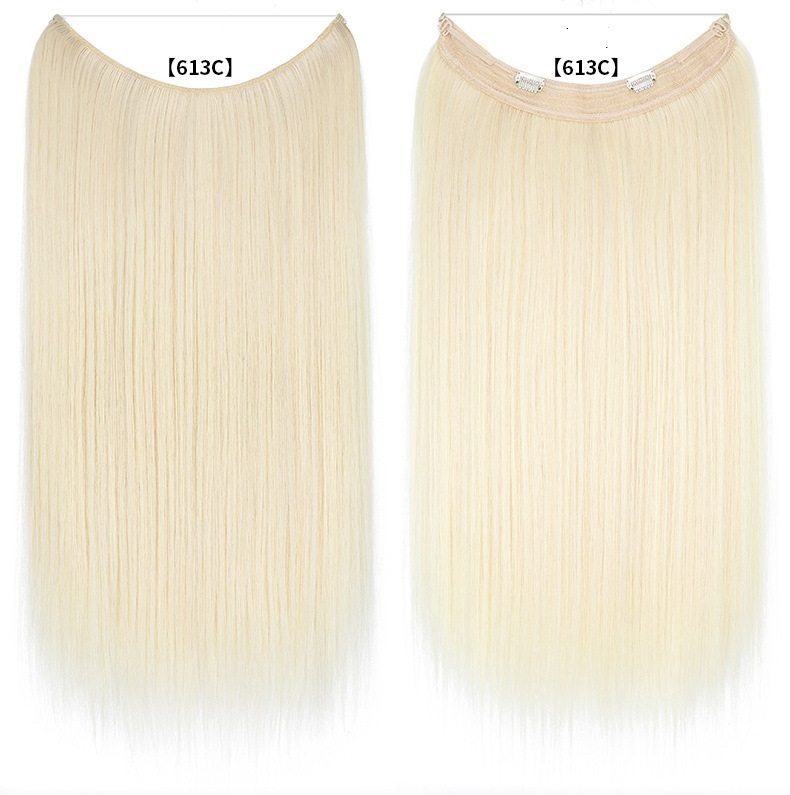 60cm 110g Long Straight  Synthetic Halo Hair Extensions 5 Clips Natural Flip in Synthetic HairPiece For Woman