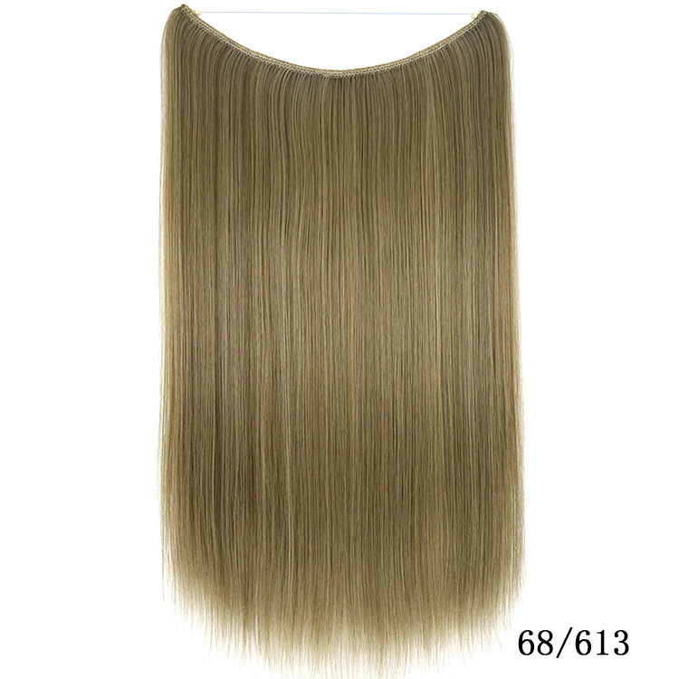 55cm 80g Straight Flip in Synthetic Hair Extensions Secret Fish Line Synthetic Hairpieces Halo Hair Extensions