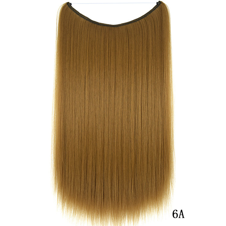 55cm 80g Straight Flip in Synthetic Hair Extensions Secret Fish Line Synthetic Hairpieces Halo Hair Extensions