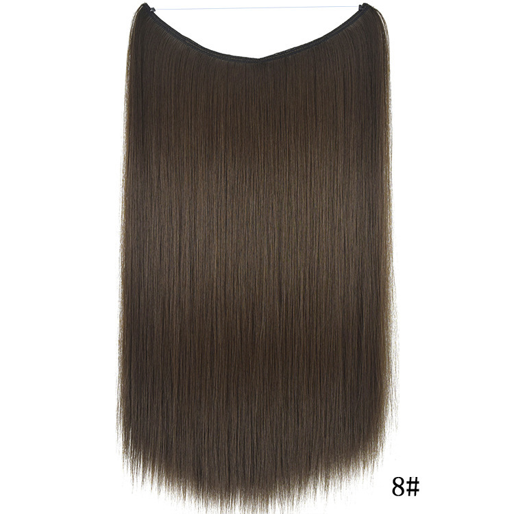 55cm 80g Straight Flip in Synthetic Hair Extensions Secret Fish Line Synthetic Hairpieces Halo Hair Extensions