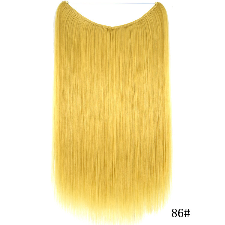 55cm 80g Straight Flip in Synthetic Hair Extensions Secret Fish Line Synthetic Hairpieces Halo Hair Extensions