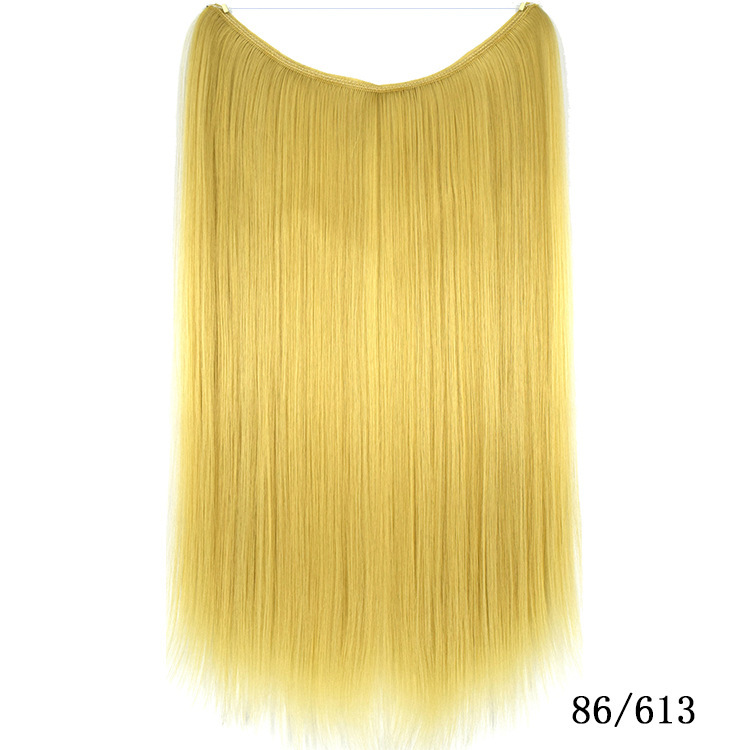 55cm 80g Straight Flip in Synthetic Hair Extensions Secret Fish Line Synthetic Hairpieces Halo Hair Extensions