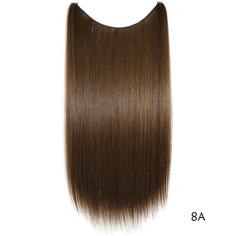 55cm 80g Straight Flip in Synthetic Hair Extensions Secret Fish Line Synthetic Hairpieces Halo Hair Extensions