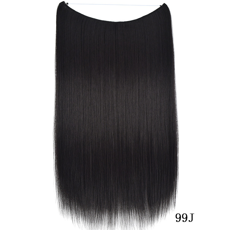 55cm 80g Straight Flip in Synthetic Hair Extensions Secret Fish Line Synthetic Hairpieces Halo Hair Extensions