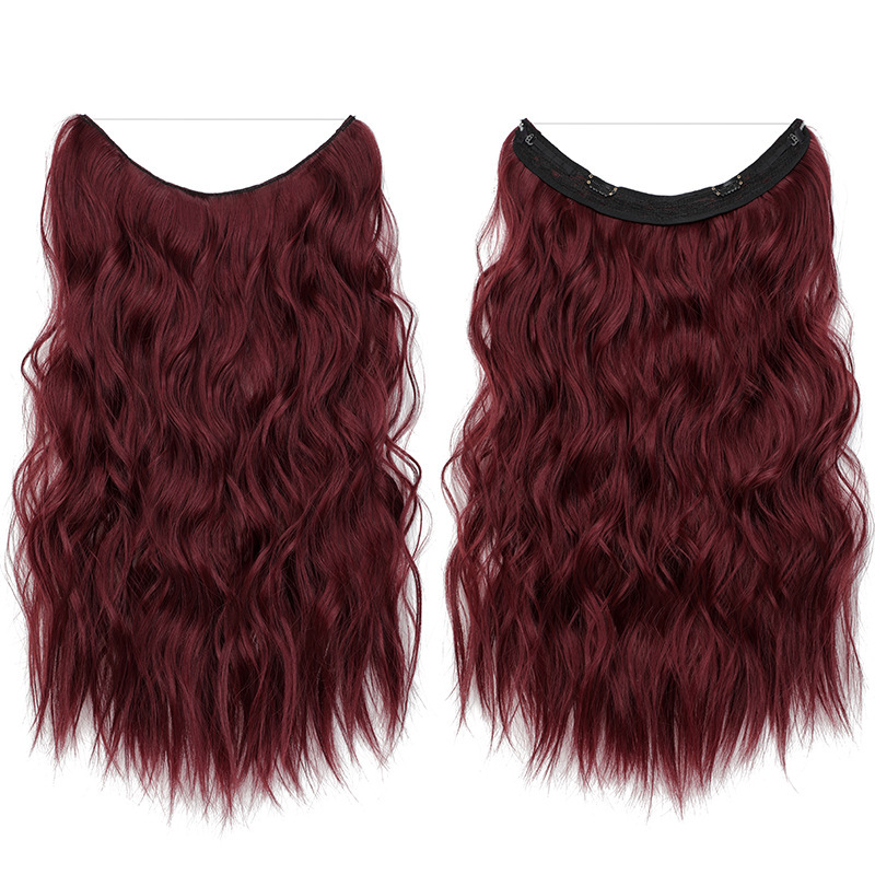 55cm 130g Wave Flip in Synthetic  Hair Extensions one piece with Clips Secret Fish Line Synthetic Hairpieces Hair Extensions