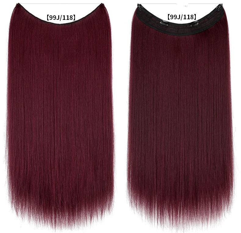 60cm 110g Long Straight  Synthetic Halo Hair Extensions 5 Clips Natural Flip in Synthetic HairPiece For Woman