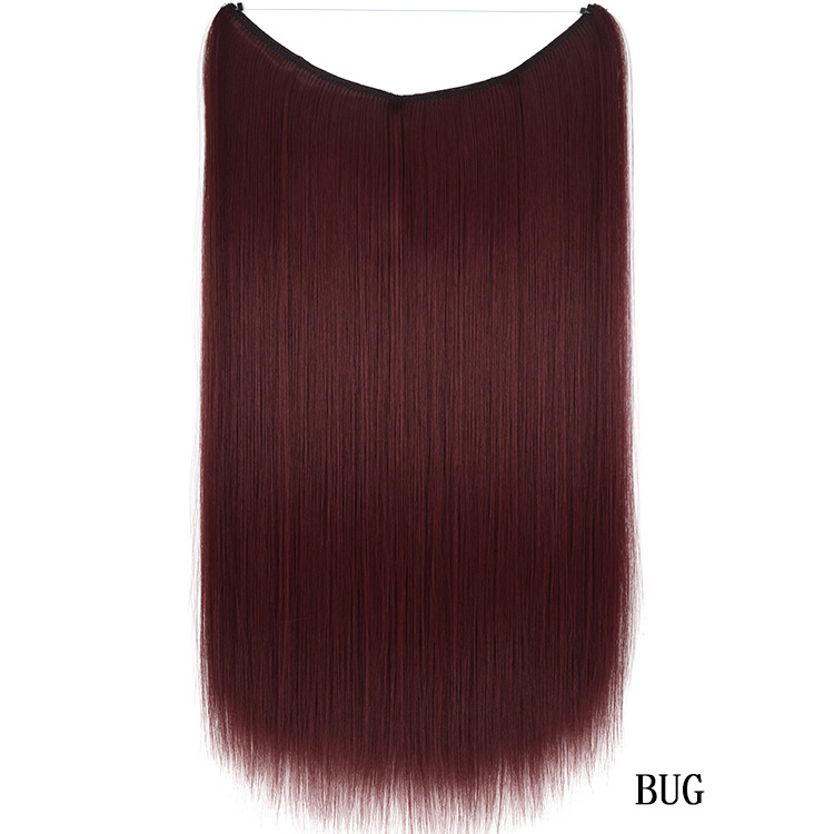 55cm 80g Straight Flip in Synthetic Hair Extensions Secret Fish Line Synthetic Hairpieces Halo Hair Extensions