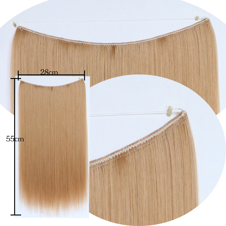 55cm 80g Straight Flip in Synthetic Hair Extensions Secret Fish Line Synthetic Hairpieces Halo Hair Extensions