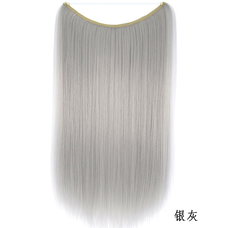55cm 80g Straight Flip in Synthetic Hair Extensions Secret Fish Line Synthetic Hairpieces Halo Hair Extensions