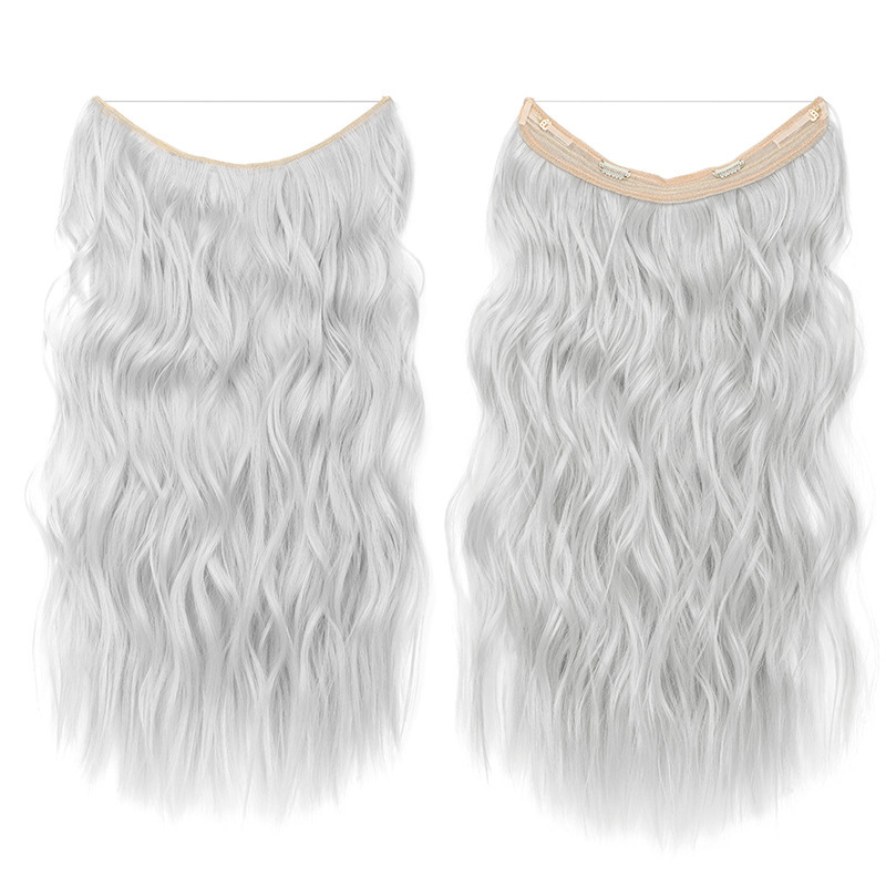 55cm 130g Wave Flip in Synthetic  Hair Extensions one piece with Clips Secret Fish Line Synthetic Hairpieces Hair Extensions