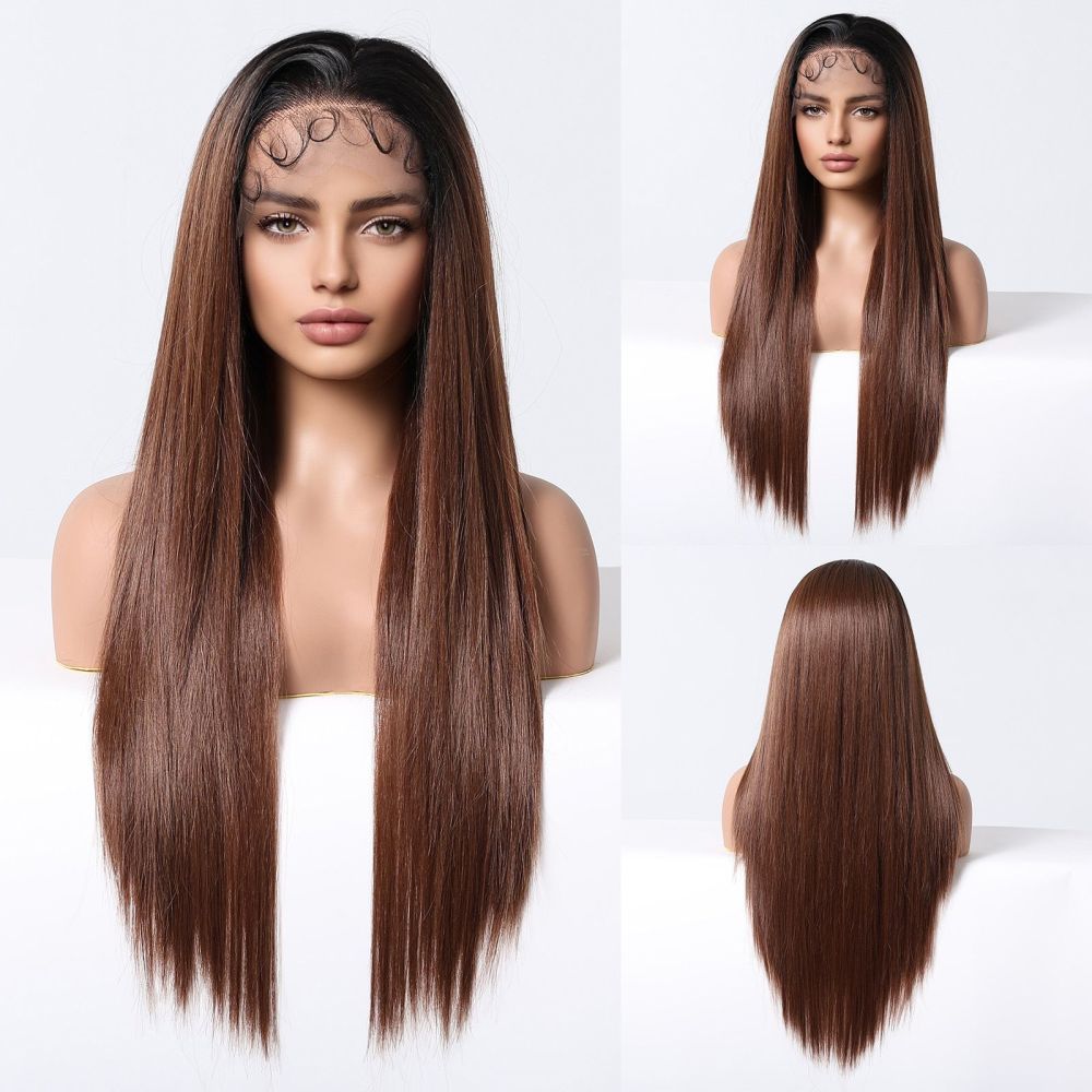 Burgundy 13*6 Lace Hair Synthetic Wigs for Women Wine Red Long Wavy Lace Wig Natural Hairline Free Part