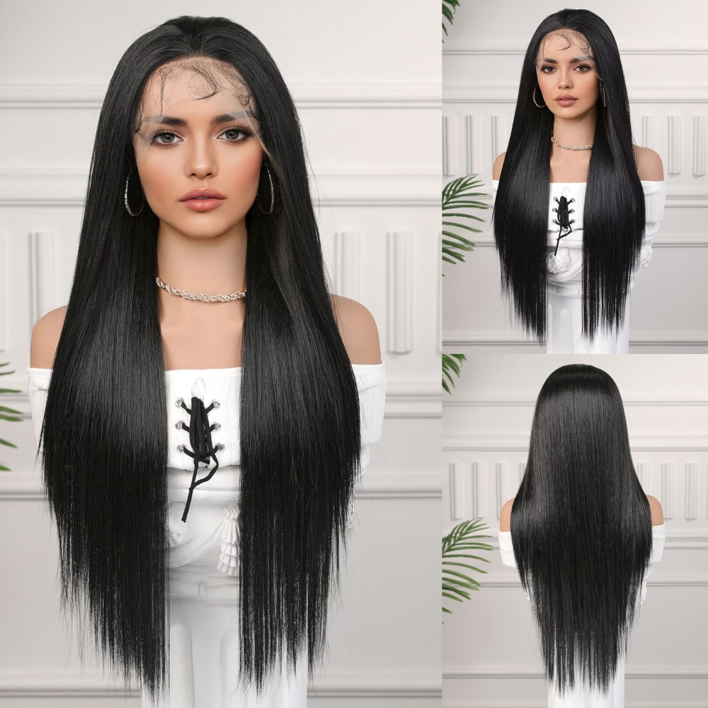 Burgundy 13*6 Lace Hair Synthetic Wigs for Women Wine Red Long Wavy Lace Wig Natural Hairline Free Part