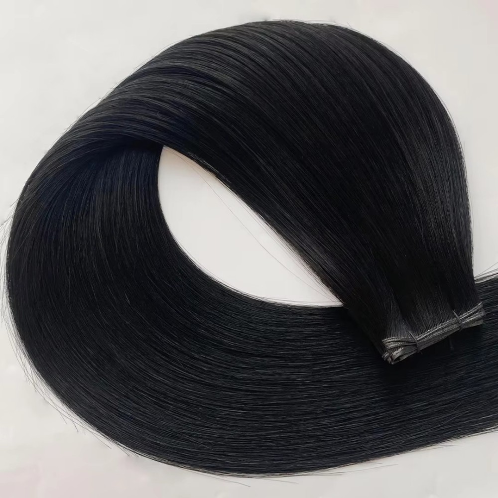 Jet Black #1  Genius Weft Hair Extensions 100g Virgin Virgin Cuticle Top Quality Genius Weft Hair Extensions