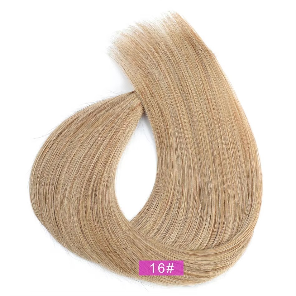 Light Brown  #16  Genius Weft Hair Extensions 100gHuman Hair Russian Invisible Genius Hair Hand Tied Weft