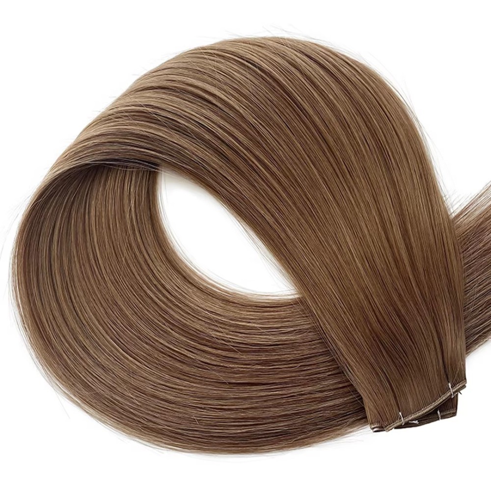Medium Brown #6  Genius Weft Hair Extensions 100g  Double-Drawn Russian Virgin Genius Weft Hair Extensions