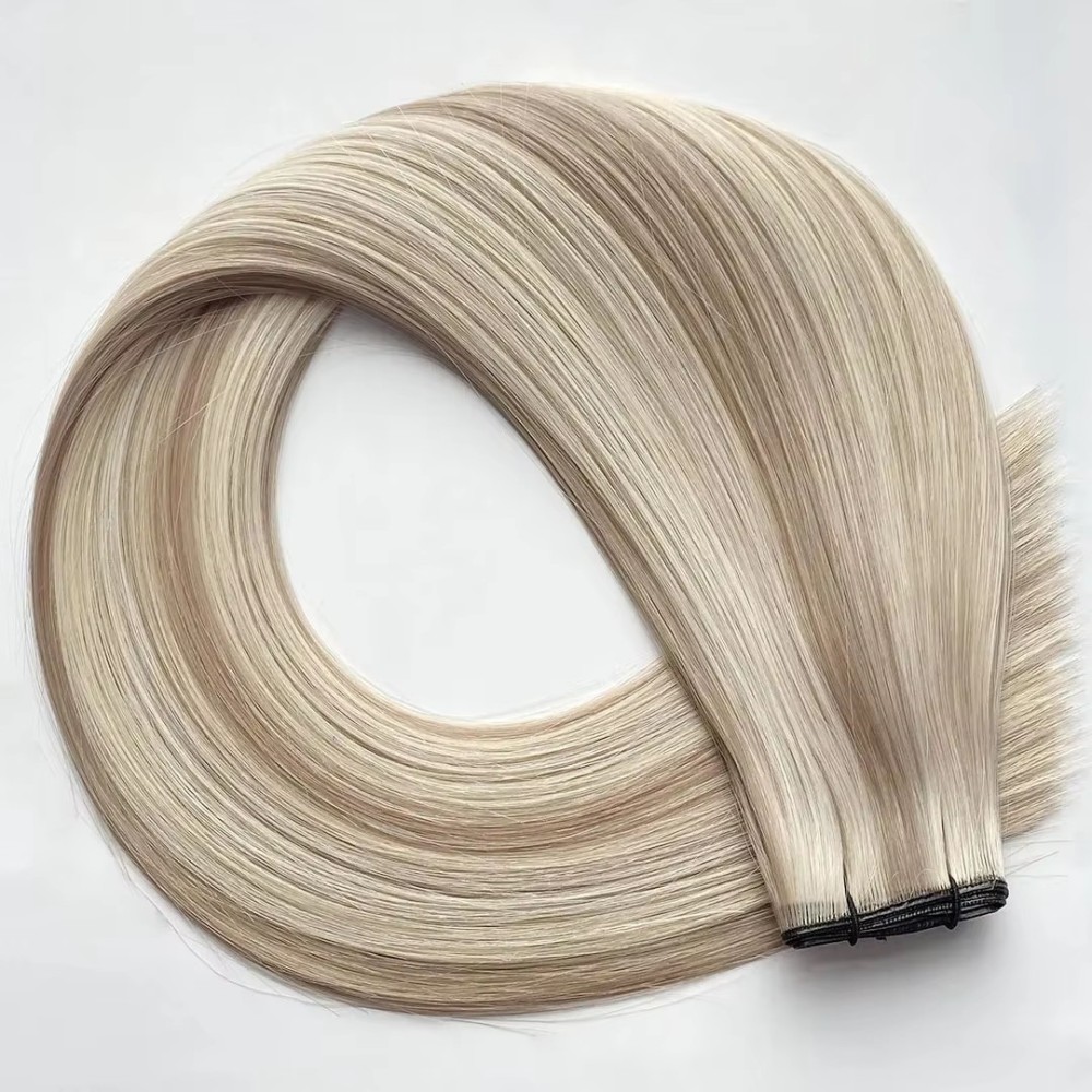 Highlight Blonde #P18/ 613  Genius Weft Hair Extensions 100g Piano Color Straight Invisible Human Hair Extensions