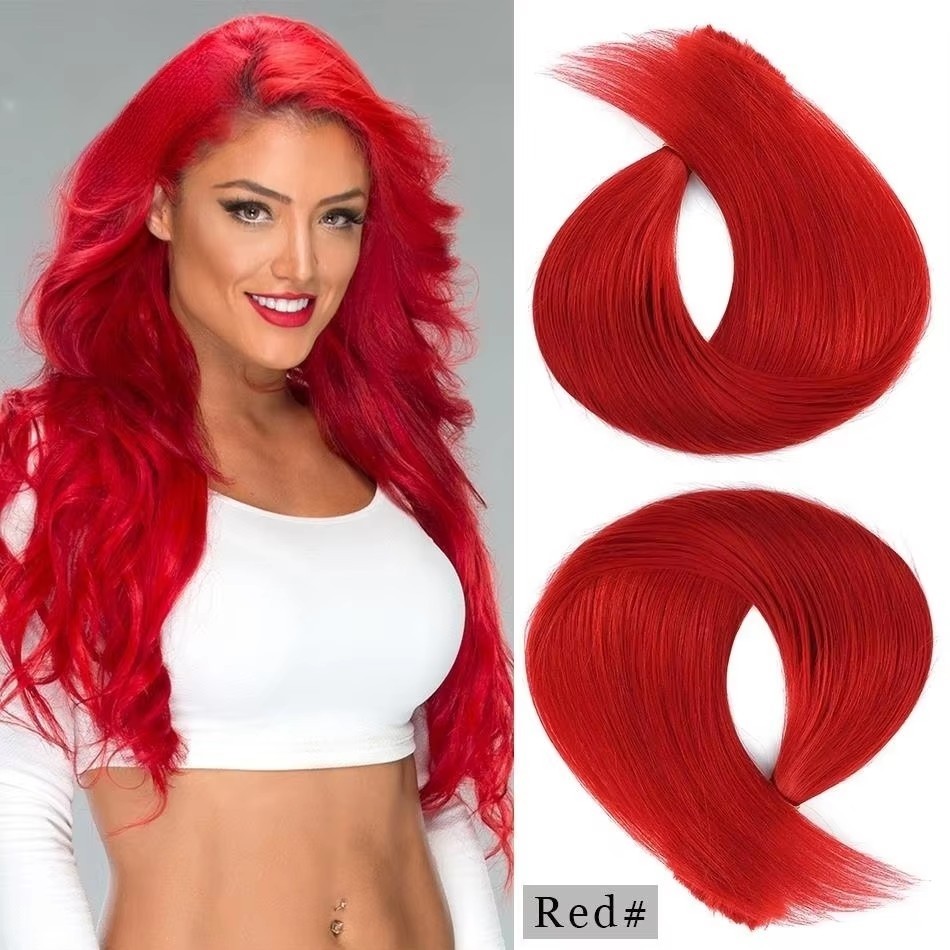 Colorful #Red  Genius Weft Hair Extensions 100g  Fancy Color Virgin  Cuticle  Human Hair  Weft Extensions