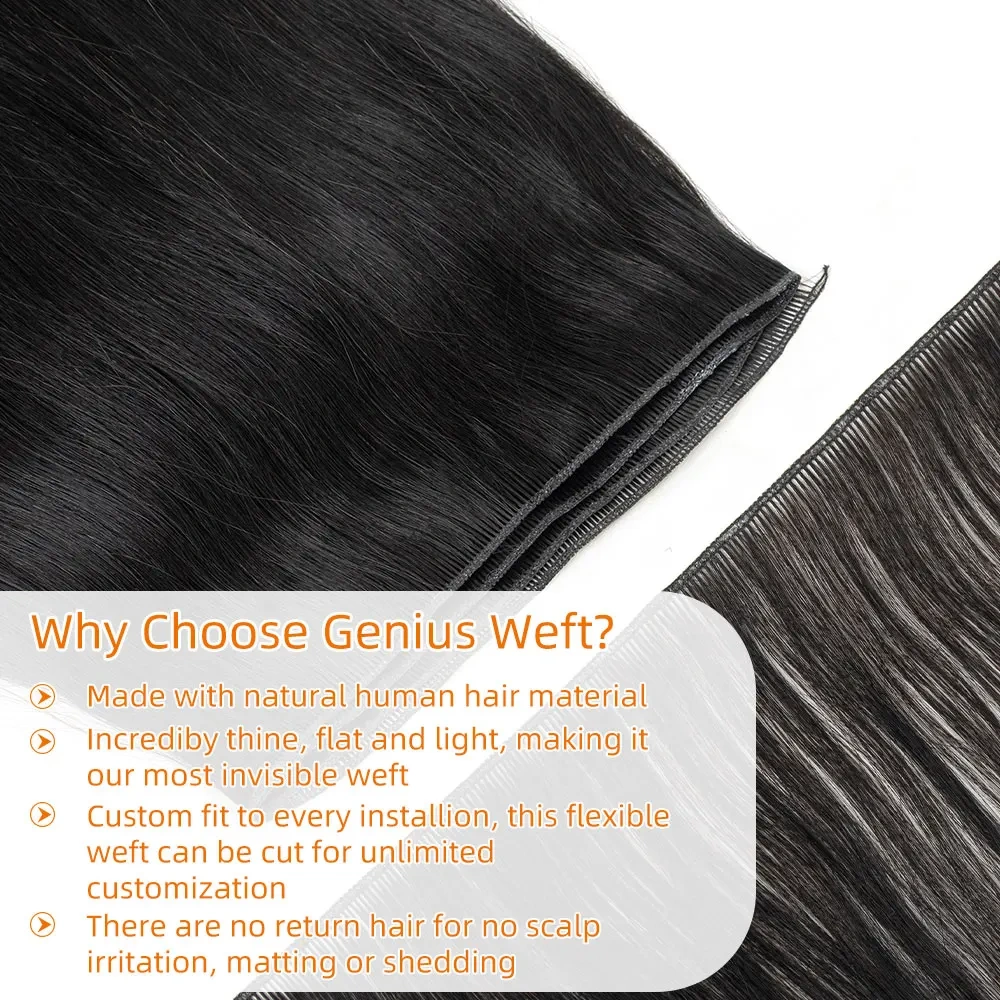 New Trend Genius Weft Hair Extensions 100g Virgin Hair Cuticle Aligned Can Be Cut Hand Tied Weft Genius Weft