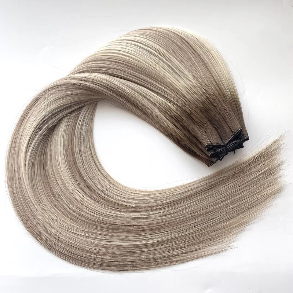 Ombre Piano  Genius Weft Hair Extensions 100g Russian Thin Invisible Genius Weft Hair Extensions