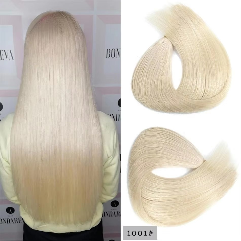 White Blonde #1001  Genius Weft Hair Extensions 100g  lighest Blonde Virgin  Cuticle  Human Hair  Weft Extensions