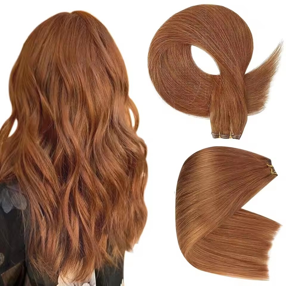 Ginget Orange  #350  Genius Weft Hair Extensions 100g Invisible Thin Hand Tied Weft Genius Weft Hair Extension