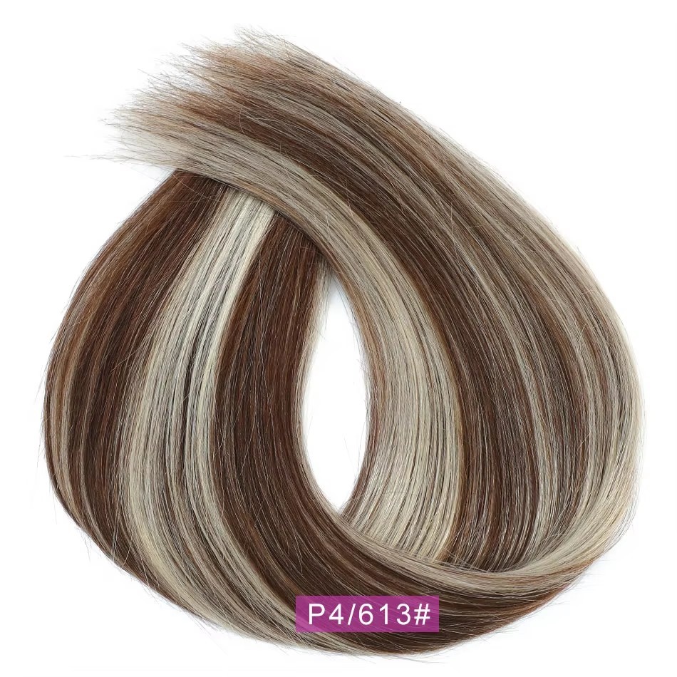 Highlight Blonde #P4/ 613  Genius Weft Hair Extensions 100g Piano Color Straight Invisible Human Hair Weft Extensions