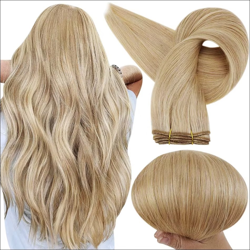 Blonde #613  Genius Weft Hair Extensions 100g Blonde Double Drawn Virgin Volume Genius Wefts Skin Weft
