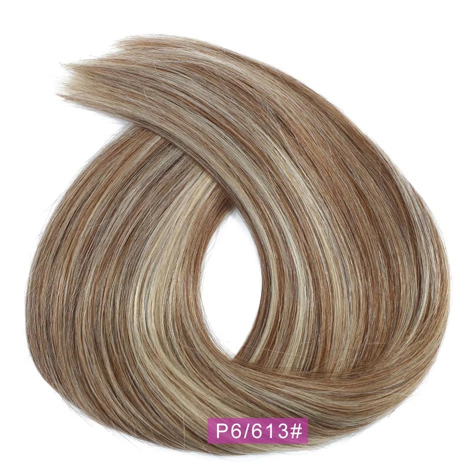 Highlight Blonde #P6/ 613  Genius Weft Hair Extensions 100g Piano Color Straight Invisible Human Hair Weft Extensions