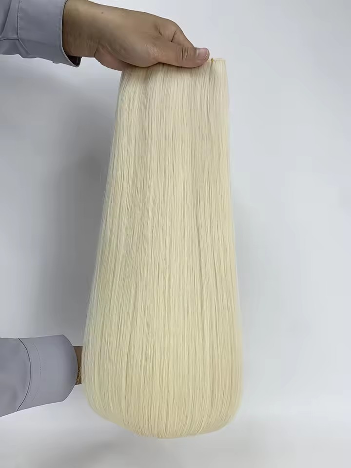 White Blonde #1001A  Genius Weft Virgin Hair Extensions 50g Raw Virgin Cuticle Aligned  Extensions Seamless  Genius Weft