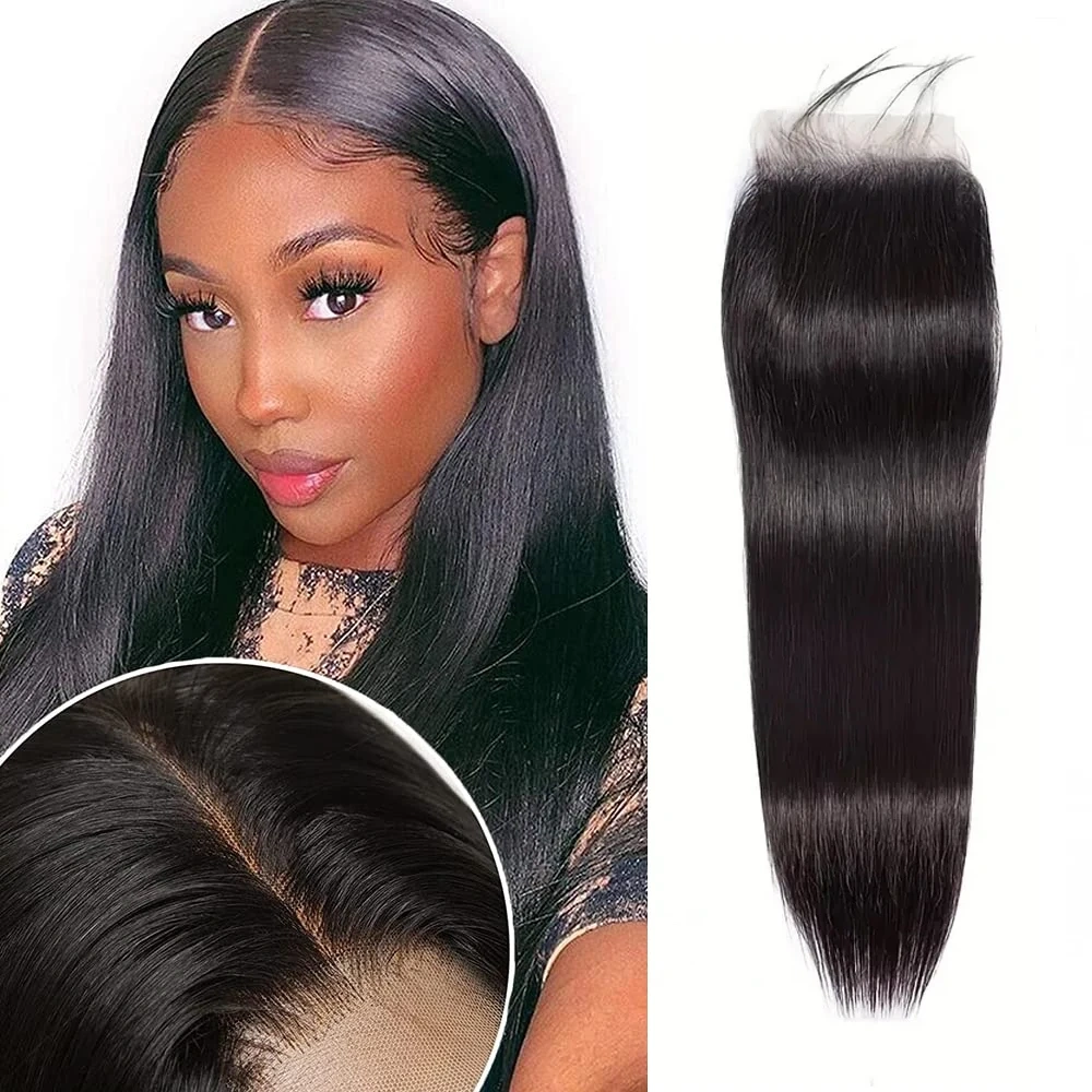 4x4 Natural Color  Human Hair Lace Closure  Remy Human Hair Transparet  Lace Closure