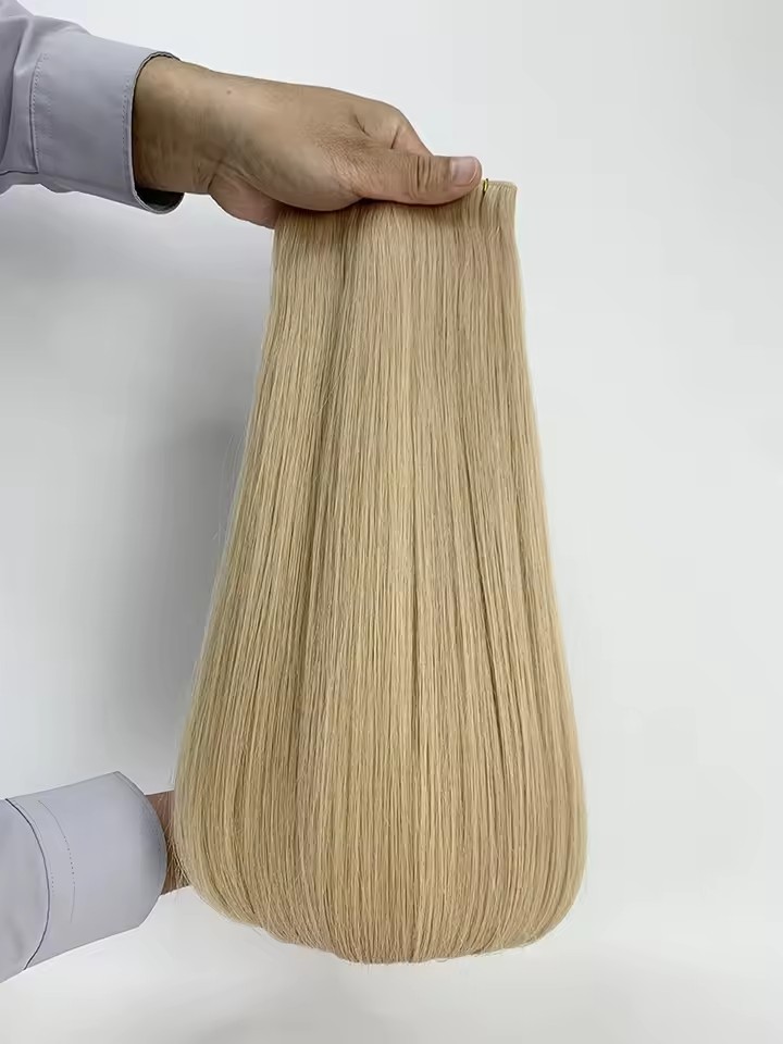 Blonde #18  Genius Weft Virgin Hair Extensions 50g Raw Virgin Cuticle Aligned  Extensions Seamless  Genius Weft