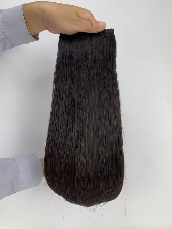 Natural  Black #1B Genius Weft Hair Extensions 50g Raw Virgin Cuticle Aligned  Genius Weft Hair Extension