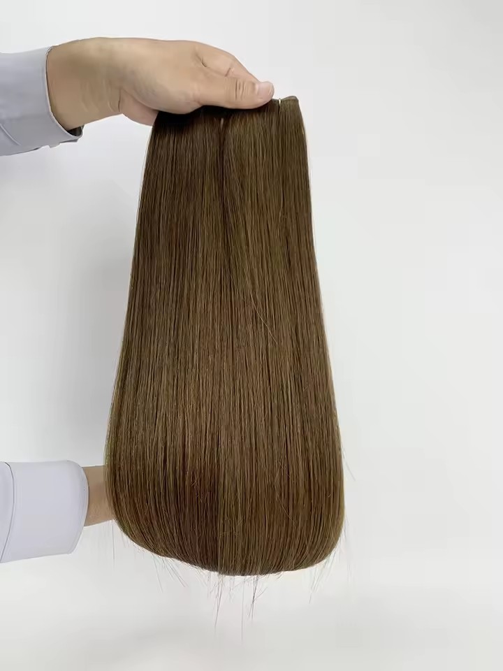 Brown #4  Virgin Genius Weft Hair Extensions 50g Raw Virgin Cuticle Aligned  Extensions Seamless  Genius Weft