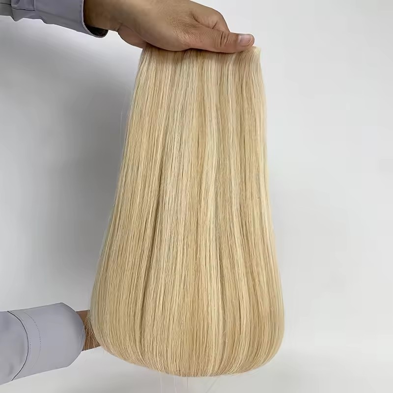 Piano Blonde #P18/1001  Genius Weft Virgin Hair Extensions 50g Raw Virgin Cuticle Aligned  Extensions Seamless  Genius Weft