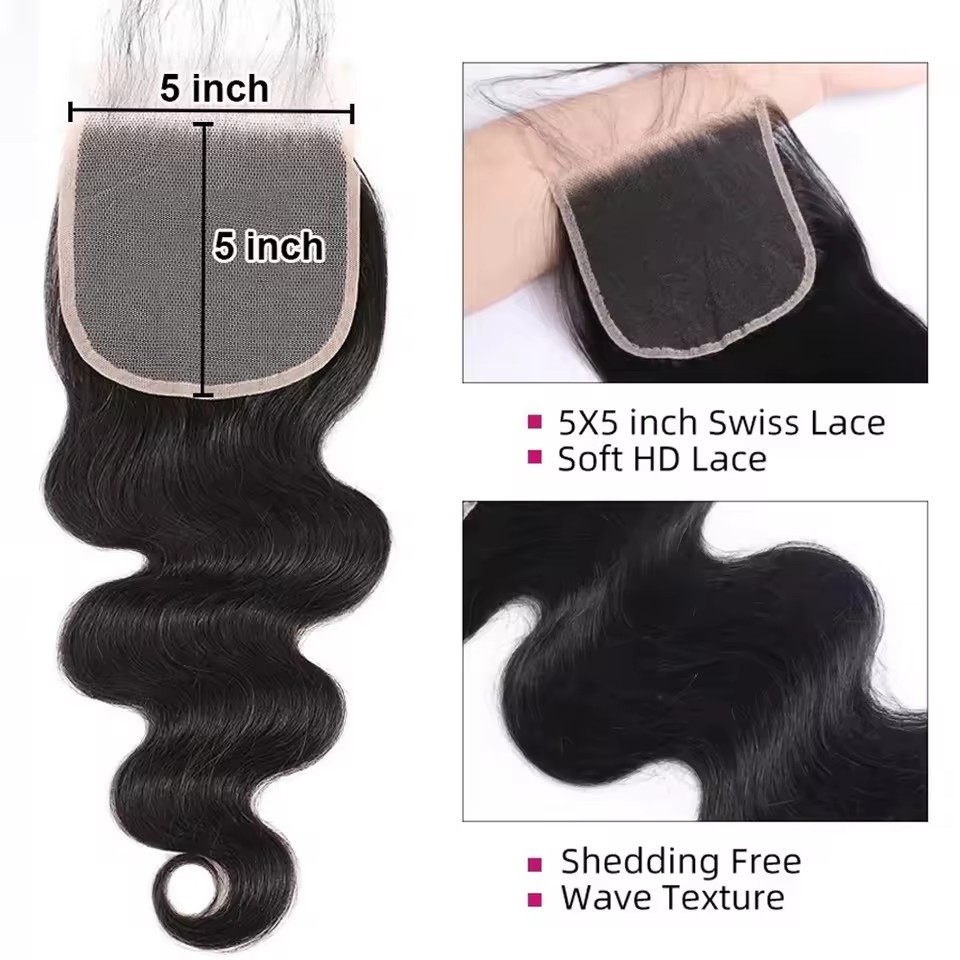 5x5 Straight  Natural Color  Human Hair Lace Closure  Remy Human Hair Transparet  Lace Closure For Woman