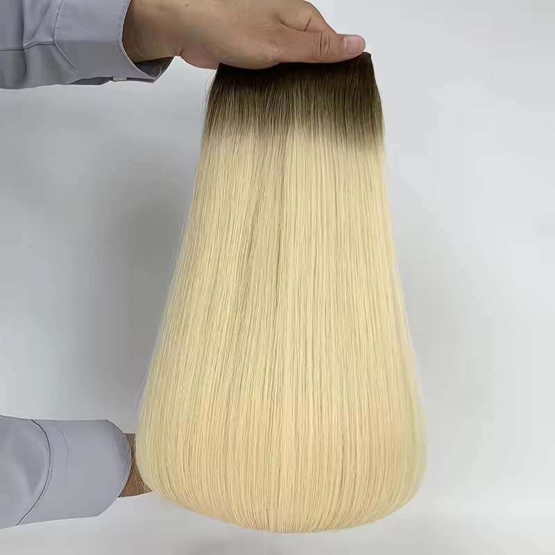 Ombre Blonde #T3/60 Genius Weft Virgin Hair Extensions 50g Raw Virgin Cuticle Aligned  Extensions Seamless  Genius Weft