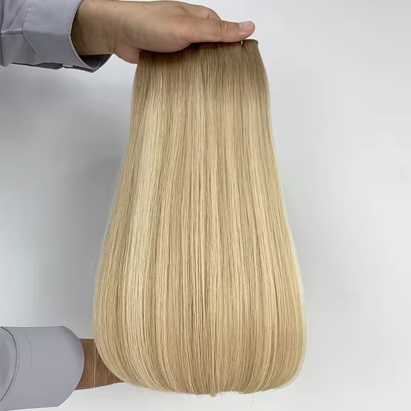Ombre  Brown Blonde #T8P18/60 Genius Weft Virgin Hair Extensions 50g Raw Virgin Cuticle Aligned  Extensions Seamless  Genius Weft