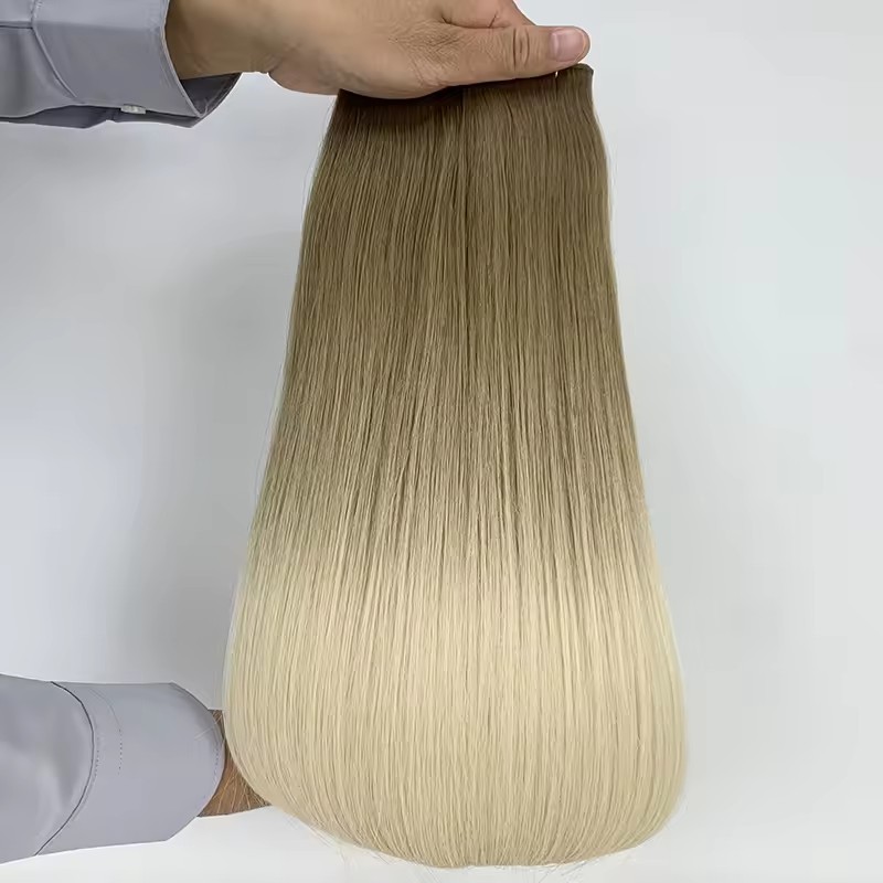 Ombre  Brown Blonde #TTA Genius Weft Virgin Hair Extensions 50g Raw Virgin Cuticle Aligned  Extensions Seamless  Genius Weft