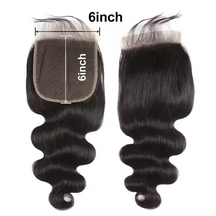6x6 Straight Lace Closure  Brazilian Human Hair Swiss Transparent Lace Frontal  Pre Plucked Hairline Free Part Natural Black