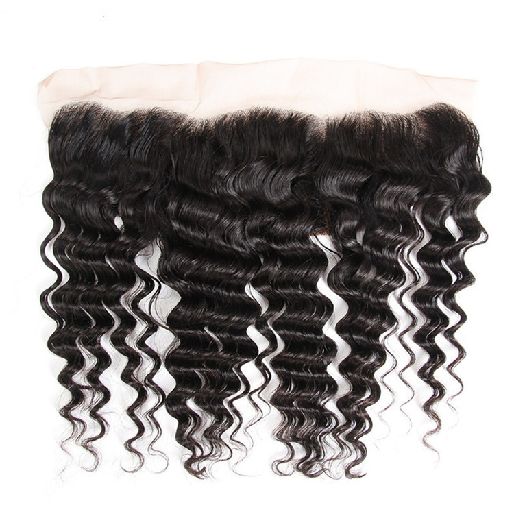 13x4 Deep Curly  Lace Frontal Closure Transparent Lace Frontals With 100% Virgin  Human Hair Natural Color Lace Frontal