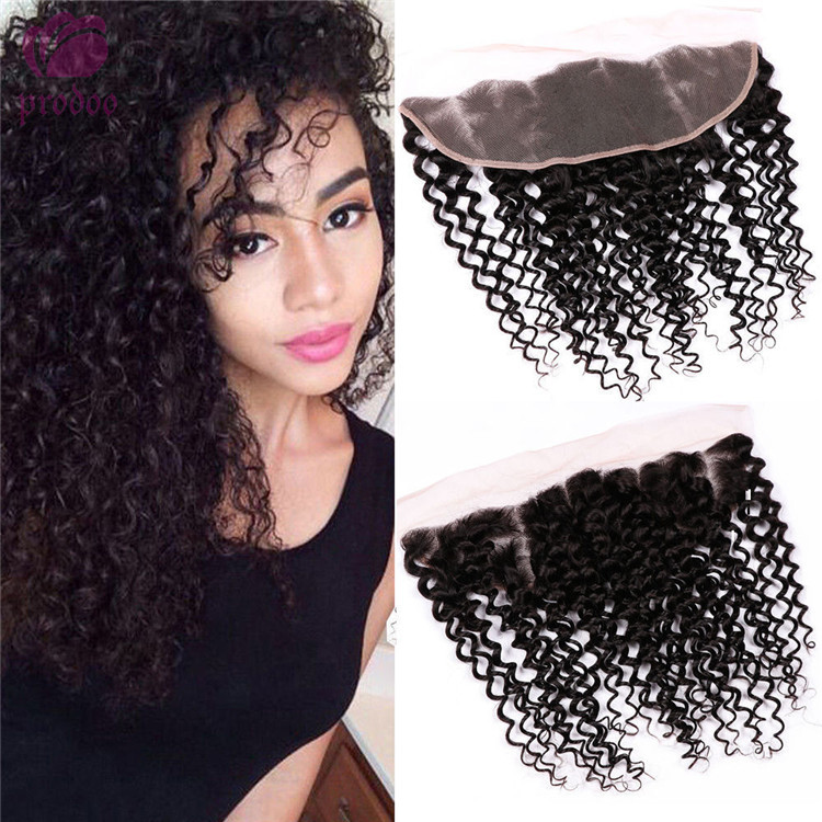 13x4 Deep Curly  Lace Frontal Closure Transparent Lace Frontals With 100% Virgin  Human Hair Natural Color Lace Frontal
