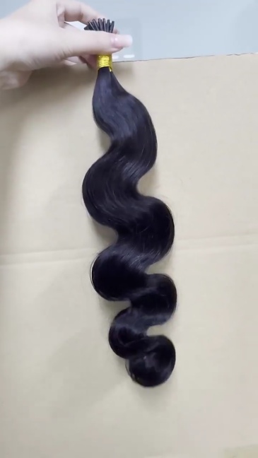 Natural Black #1B I Tip Human Hair Extension  Body Wave Hair  Capsule Keratin Natural  Cuticle Aligned Fusion Hair Extensions