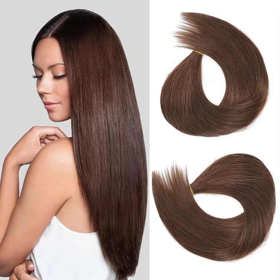 9A 100g medium  Brown 6 # Pre Bonded Keratin I Tip Fusion Hair Stick Hair Extensions Natural Real Human Fusion Hair Extensions