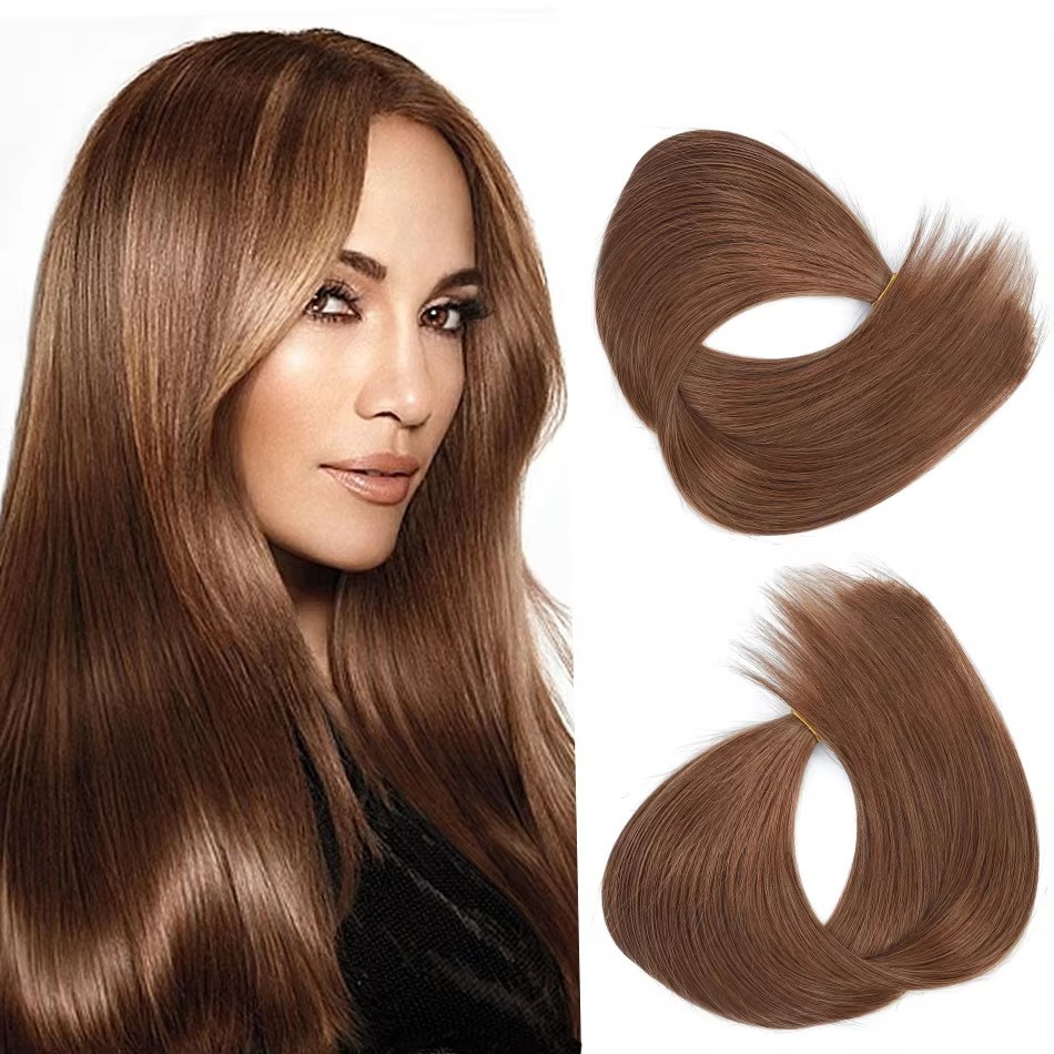 9A   Brown 6 # Pre Bonded Keratin I Tip Fusion Hair Stick Hair Extensions Natural Real Human Fusion Hair Extensions