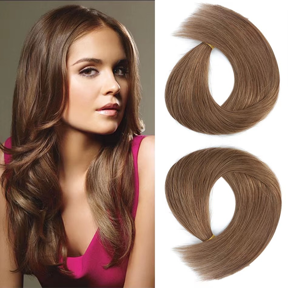 9A 100g  Medium Brown 8 # Pre Bonded Keratin I Tip  Extensions Keratin Capsule Real Human Hair I Tip Hair Extension